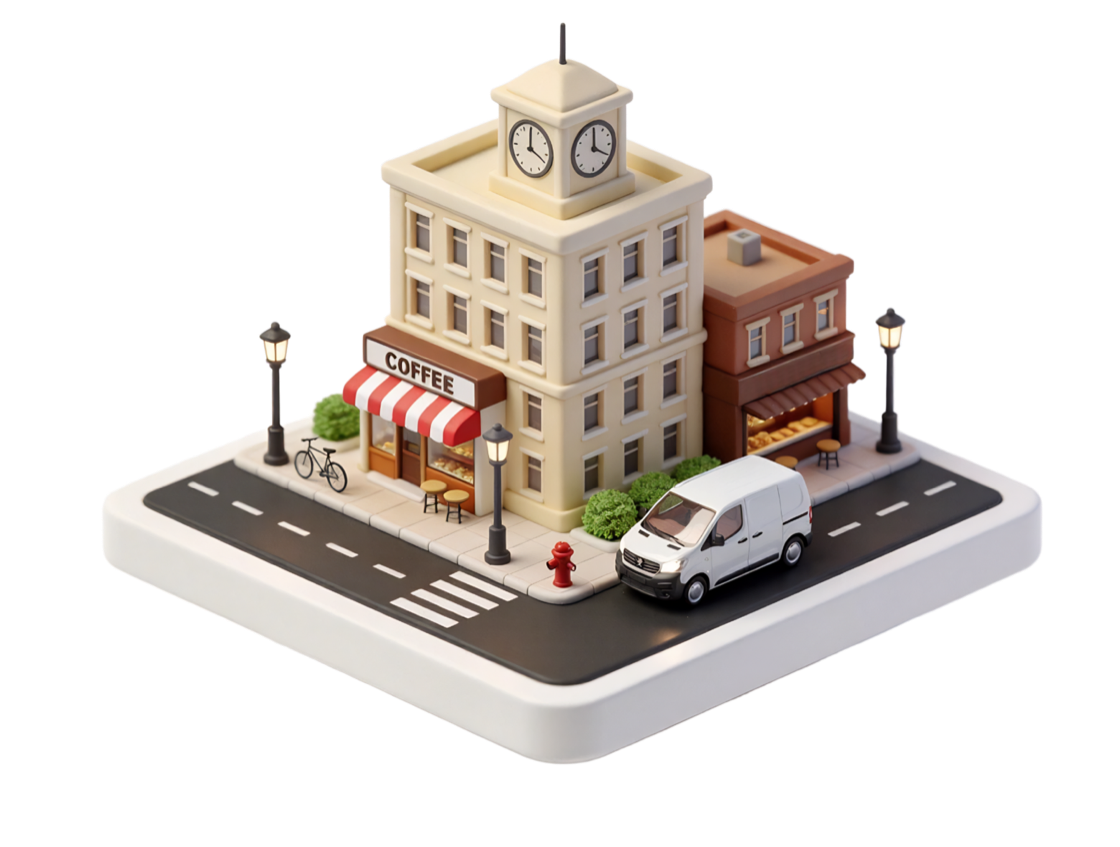 City with van